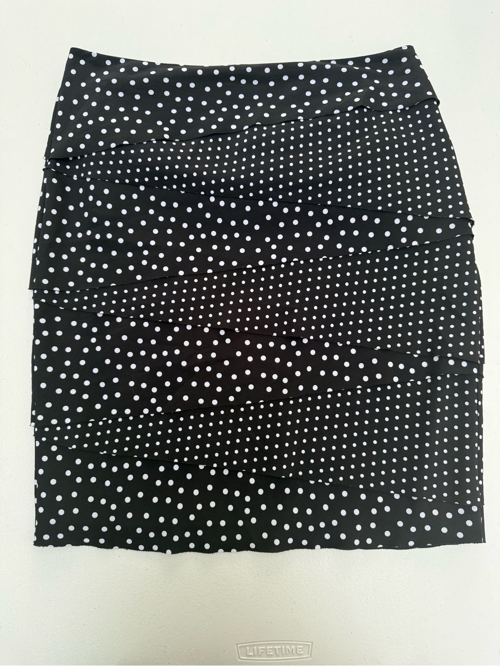 White House Black Market Black & White Polka Dot Tiered Pencil Skirt